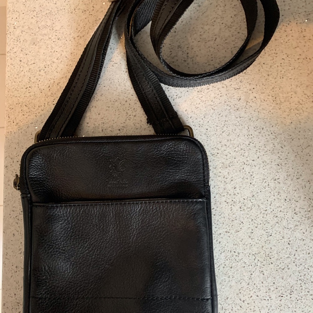 Vera Pelle Black Leather Men's Messenger Bag